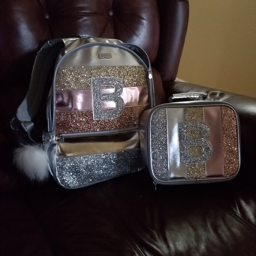 Justice Backpack with matching Lunch box Initial B